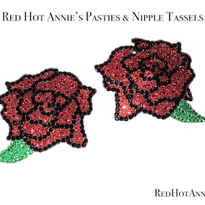 Custom Romantic Roses Flowers Pasty - Rhinestone Nippies, Pasties & Tassels - For Burlesque, Showgirls, and Drag Queens!