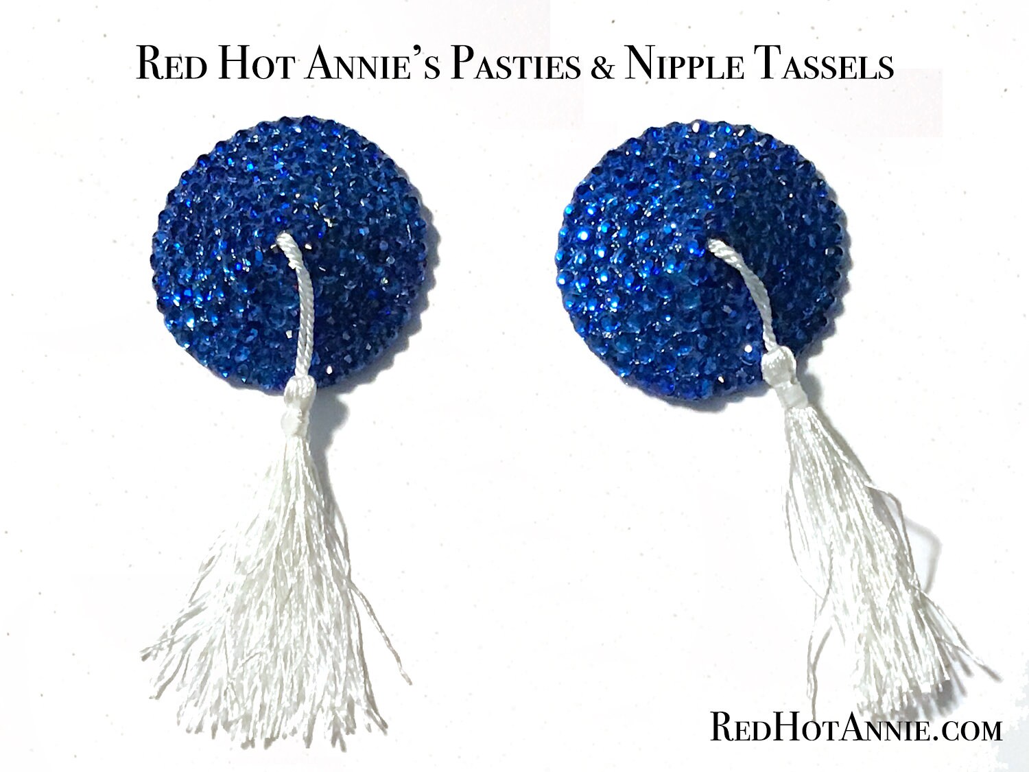 Rhinestone Burlesque Pasties w/Tassels Royal Blue Any Etsy