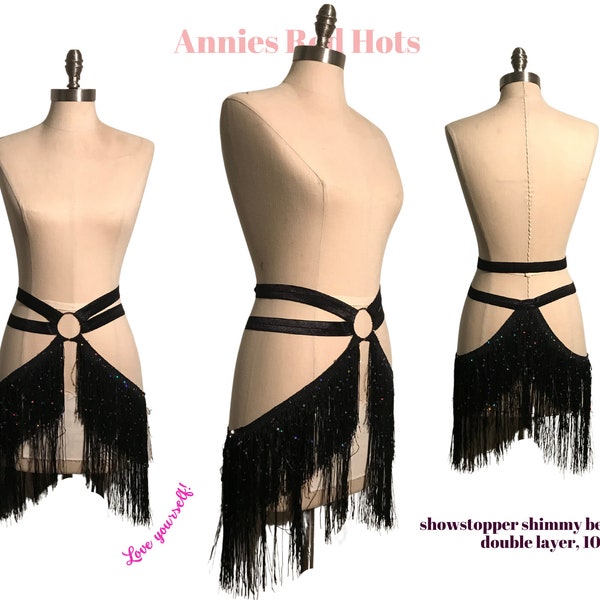 Showstopper Custom Shimmy Belt Teaser Harness Strappy Burlesque Costume Skirt -  Any Size, Color, and Style