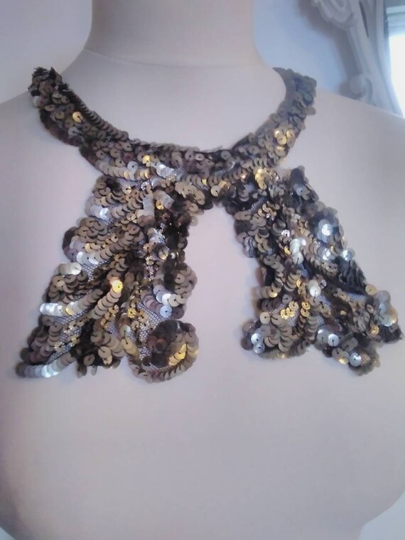 Antique Vintage 1920s Sequin Dress Choker/ Front C