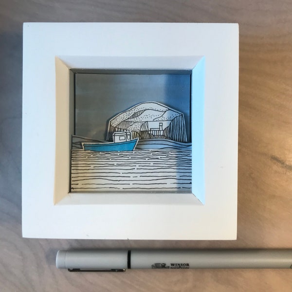 3D Original Miniature Illustration | Bass Rock | North Berwick | Seascape