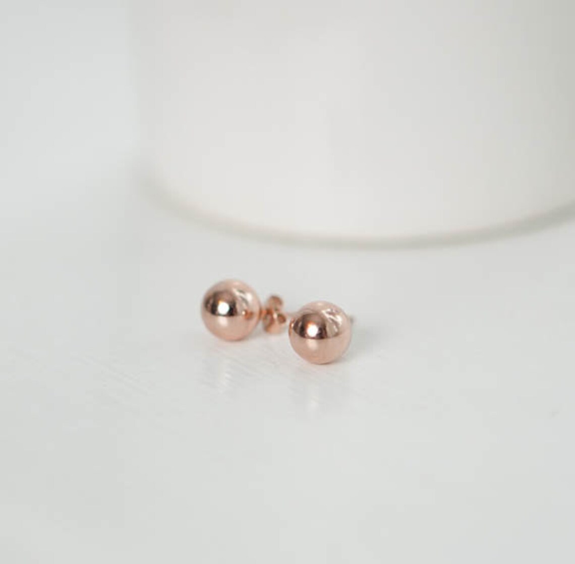 Rose Gold Earrings Rose Gold Ball Studs Wedding Earrings Etsy
