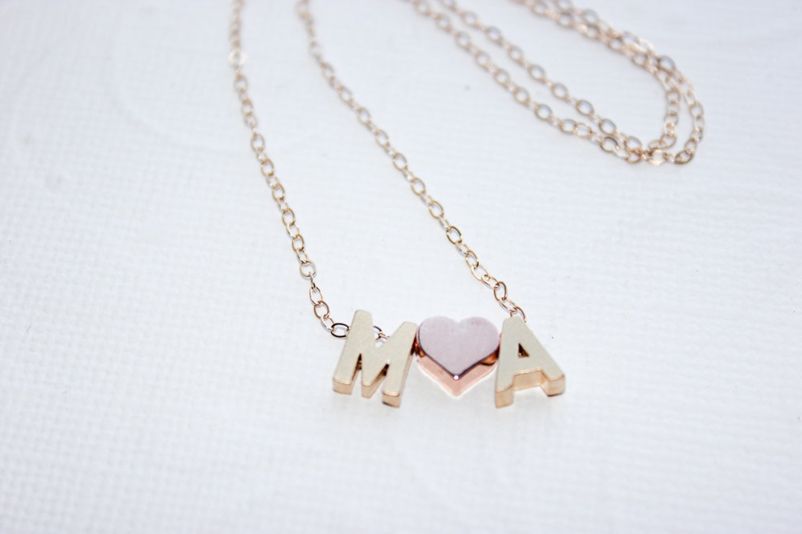 Couples Necklace Gold Initial Necklace Love Necklace Gold Etsy