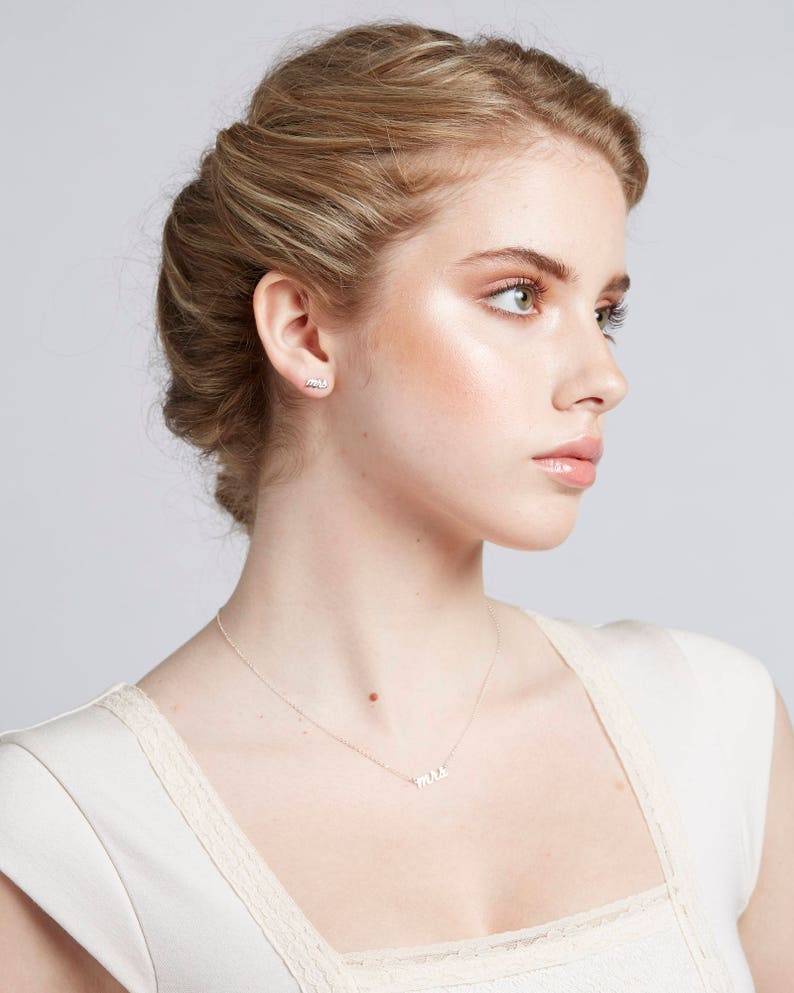 Rose Gold Mrs Necklace Set Bridal Shower Gift Jewelry Set Etsy