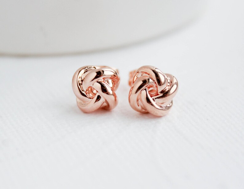 Rose Gold Knot Earrings Knot Earrings Rose Gold Studs Etsy