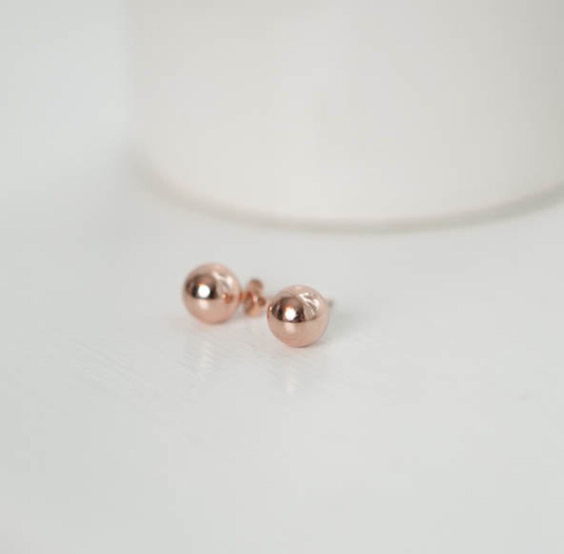 Rose Gold Earrings Rose Gold Ball Studs Wedding Earrings Etsy