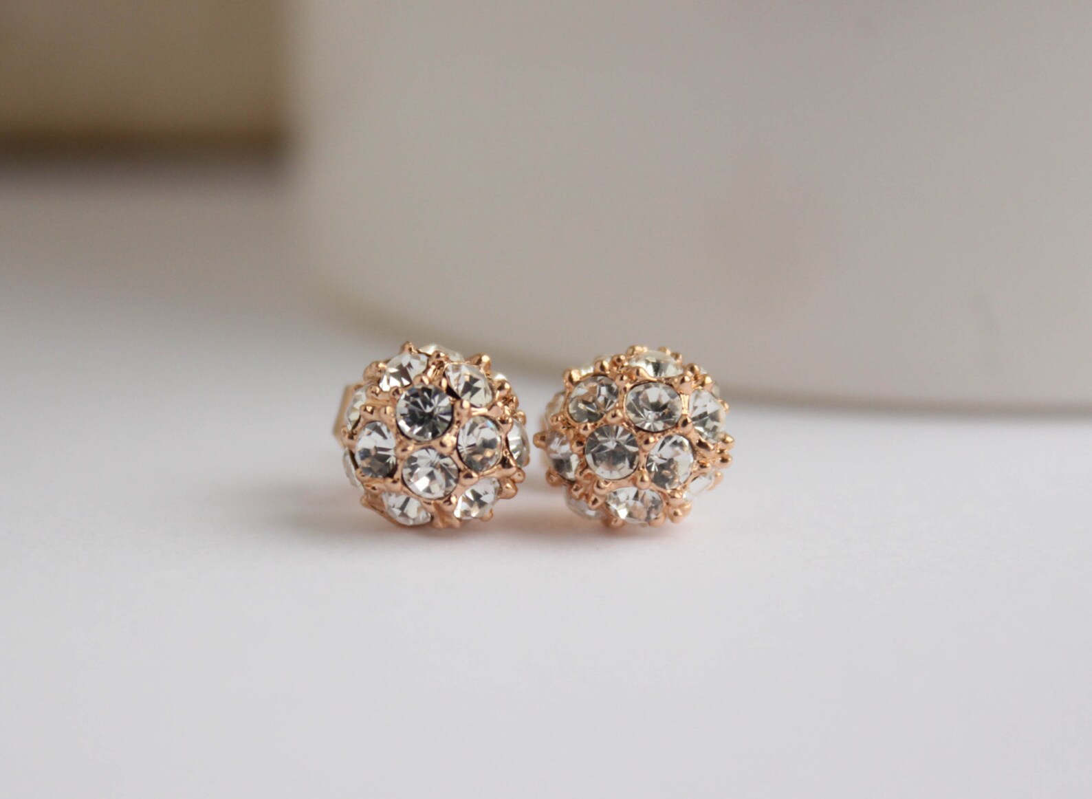 Rose Gold Studs Rose Gold Earrings 18k Rose Gold Sparkle Etsy