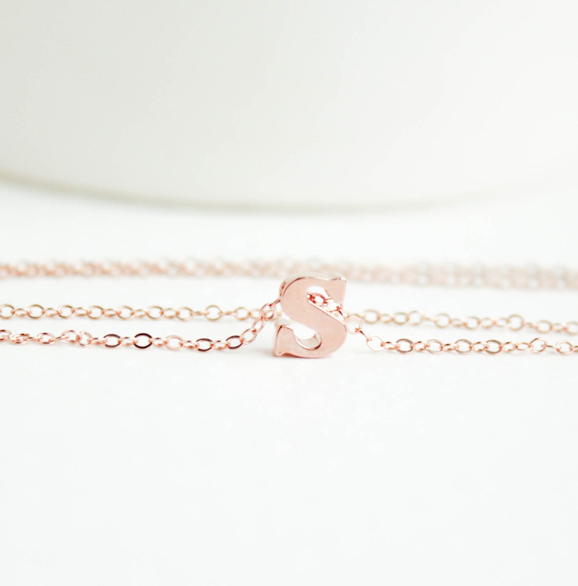 Rose Gold Letter Necklace Lower Case Letter Rose Gold - Etsy