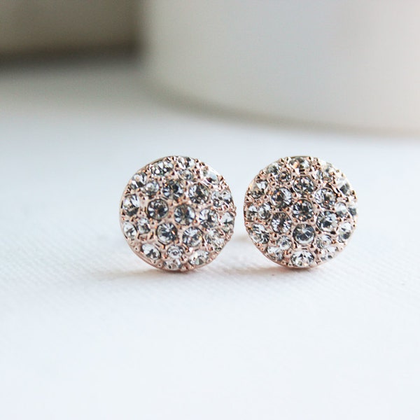 Bruids oorbellen Rose Gold Earrings, Rose goud hengsten, dagelijks oorbellen