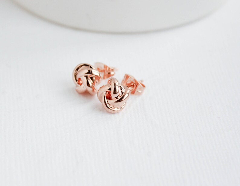 Rose Gold Knot Earrings Knot Earrings Rose Gold Studs Etsy