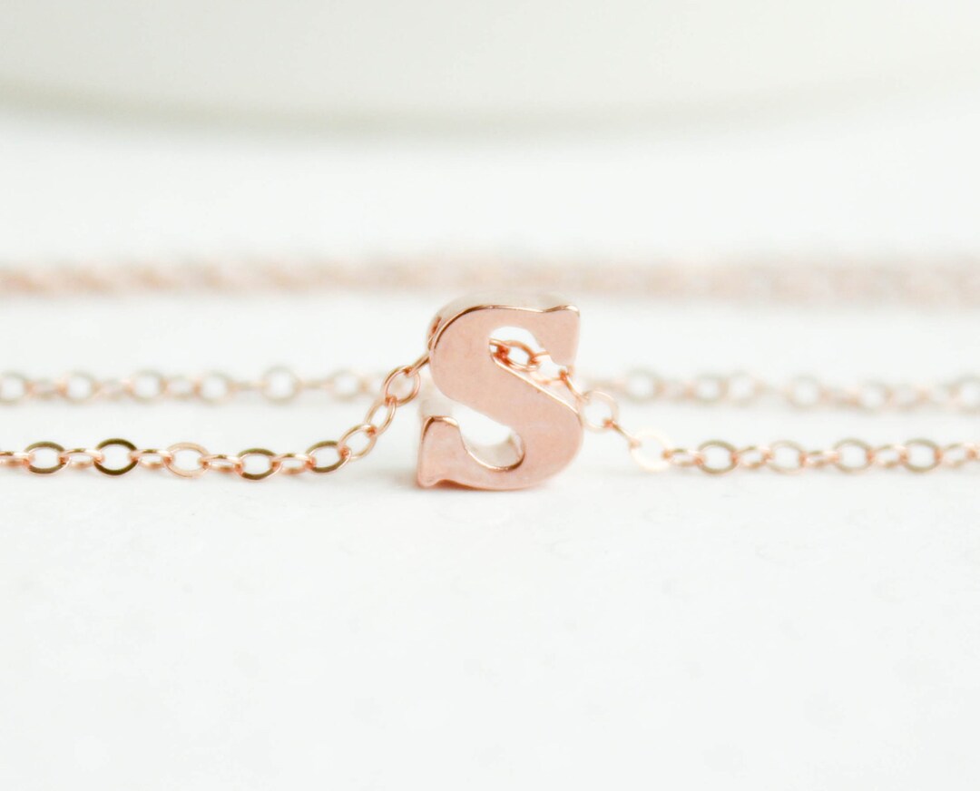 Rose Gold Letter Necklace Lower Case Letter Rose Gold - Etsy