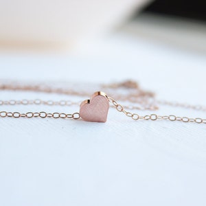 Rose Gold Heart Necklace, Puffy Heart Charm, Charm Necklace, Gift Ideas For Her, Bridesmaid Gifts, PD