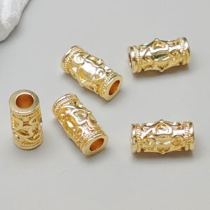 10 pcs Gold Plated Brass Tube Beads Tube Shape Spacer Beads 5x11mm TB004
