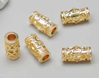 10 pcs Gold Plated Brass Tube Beads Tube Shape Spacer Beads 5x11mm TB004