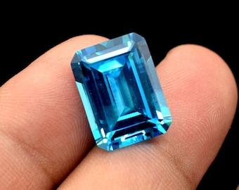 Aquamarine Rectangle Faceted Gemstone Emerald Cut Aquamarine Gem Multiple Sizes to Choose C43A