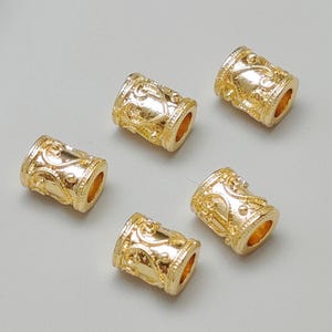 10 pcs Gold Plated Brass Tube Beads Tube Shape Spacer Beads 6x7mm TB005
