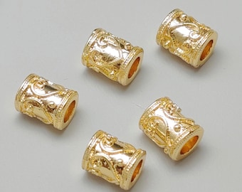 10 pcs Gold Plated Brass Tube Beads Tube Shape Spacer Beads 6x7mm TB005