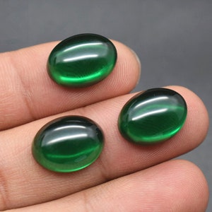 Emerald Oval Cabochon Smooth Polished Surface Egg Shape Rich Green Emerald Cabochon Flat Back Multiple Sizes to Choose C59E