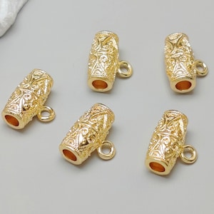 10 pcs Gold Plated Brass Tube Beads Tube Shape Spacer Beads with a Loop Tube Hangers 13x10mm TB009