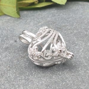 Pendant Setting for 5mm-8mm Round Beads or Pearls Solid 925 Silver Heart Shape Pendant Blank Openable Box Pendant Base SP0118