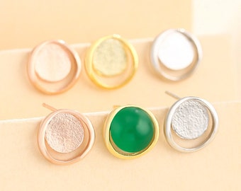 Earring Settings for 8x8mm Round Cabochons Gold Plated 925 Silver Earring Blank Earring Base SE0083