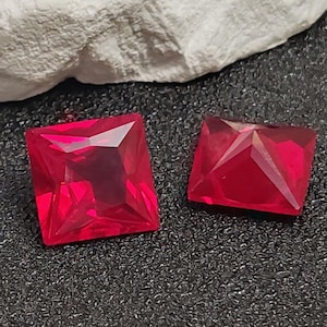 Ruby Princess Cut Vivid Red Ruby Gem Square Faceted Gemstone Multiple Sizes to Choose C30R