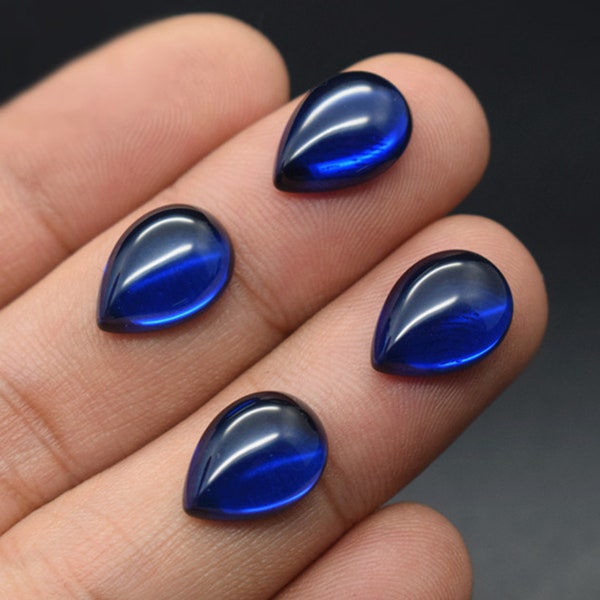 Sapphire Pear Shaped Cabochon Smooth Polished Surface Teardrop Sapphire Cabochon Flat Back Multiple Sizes to Choose C89S