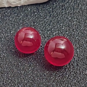 Ruby Round Bead without Holes Vivid Red Smooth Polished Round Ruby Bead Multiple Sizes to Choose C99R