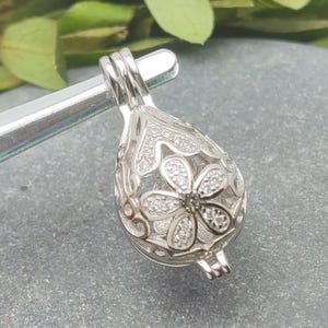 Teardrop Pendant Setting for 4mm-10mm Round Beads or Pearls Solid 925 Silver Pendant Blank Openable Box Pendant Base SP0119