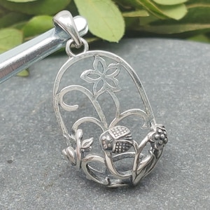 Pendant Setting for 15x21mm Oval Cabochons Solid Sterling Silver Pendant Blank Antique Style 925 Silver Pendant Base SP0150