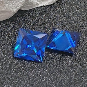 Light Blue Sapphire Square Faceted Gemstone Princess Cut Sapphire Gem Multiple Sizes to Choose C58S