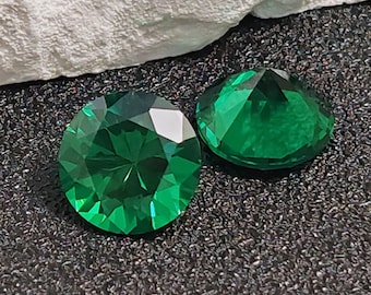 Emerald Round Faceted Gemstone Brilliant Cut Rich Green Emerald Gem Multiple Sizes to Choose C05E