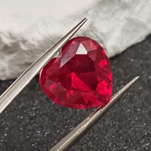 Ruby Heart Shape Faceted Gemstone Heart Shaped Cut Blood-red Ruby Gem Multiple Sizes to Choose C40R
