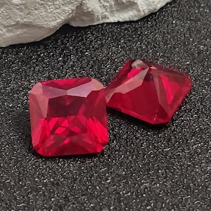 Ruby Square Faceted Gemstone Radiant Cut Vivid Red Ruby Gem Multiple Sizes to Choose C29R