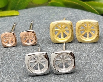 Earring Settings for 3x3mm/4x4mm/5x5mm/6x6mm/7x7mm/8x8mm/9x9mm/10x10mm Round Cabochons 925 Silver Earring Blank Earring Base SE0091