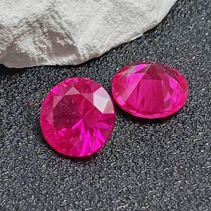 Hot Pink Ruby Round Faceted Gemstone Brilliant Cut Pinkish Red Ruby Gem Multiple Sizes to Choose C07R