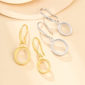 Earring Settings for 4x6mm/5.5x7.5mm/6x8mm/7x9mm/8x10mm/9x11mm Oval Cabochons Gold Plated 925 Silver Earring Blank Earring Base SE0084