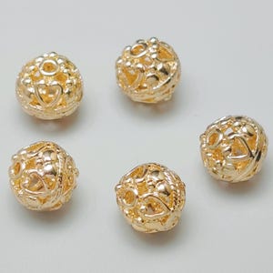 Gold Plated Brass Beads Openwork Round Shape or Lantern Shape Spacer Beads BS093