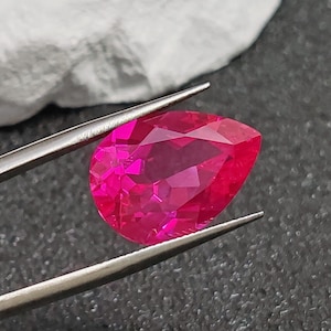 Grade AAA Cutting Hot Pink Ruby Pear Shaped Faceted Gemstone Teardrop Cut Pinkish Red Ruby Gem Multiple Sizes to Choose C59R
