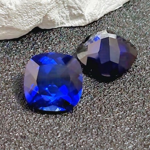 Grade AAA Cutting Royal Blue Sapphire Square Faceted Gemstone Cushion Cut Sapphire Gem Multiple Sizes to Choose C77S