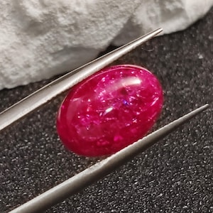 Ruby with Internal Crackle Oval Cabochon Smooth Polished Surface Egg Shape Blood-red Ruby Cabochon Flat Back Multiple Sizes to Choose C70R