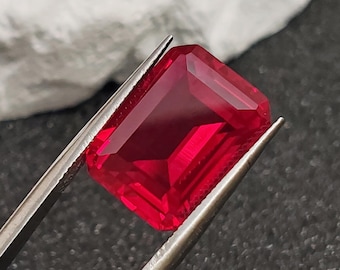 High Quality Ruby Rectangle Faceted Gemstone Emerald Cut Ruby Gem Multiple Sizes to Choose C36R