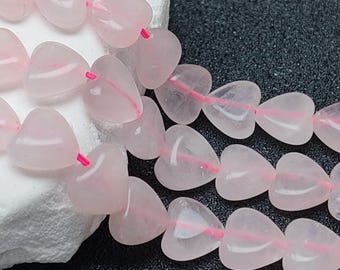 天然ローズクォーツチャームビーズ：14 mm、フルシルバーコア