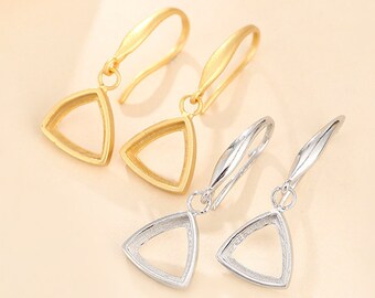 Cadres de boucle d'oreille pour cabochons triangulaires 6 x 6 mm/8 x 8 mm plaqué or boucle d'oreille en argent 925 Base de boucle d'oreille vierge SE0100