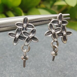 Earring Settings for 6mm-12mm Round Beads or Pearls Thai Sterling Silver Earring Blank Earring Base SE0005