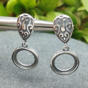 Earring Settings for 9.5x9.5mm Round Cabochons Thai Sterling Silver Earring Blank Earring Base SE0006