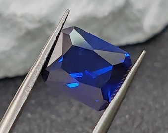 Intense Blue Spinel Rectangle Faceted Gemstone Radiant Cut Blue Spinel Gem Ideal for Wax Casting Multiple Sizes to Choose C22L