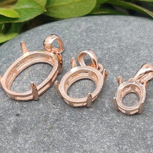 ペンダントブランク 5 x 7 mm/6 x 8 mm/7 x 9 mm/8 x 10 mm/9 x 11 mm/10 x 14 mm オーバルカボションペンダントセッティング ローズゴールドメッキ 925シルバーペンダントベース SP0024