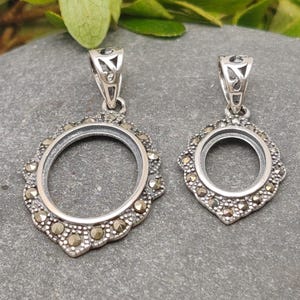 925er Silber Anhänger Fassung für 8 x 10 mm/10 x 14 mm/11 x 15 mm/12 x 16 mm/13 x 18 mm Oval Cabochons Thai Sterling Silber Strass Anhänger Rohling SP0008