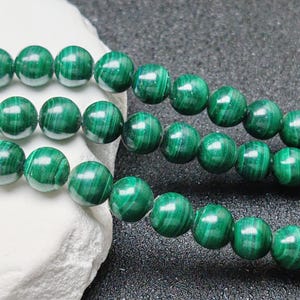 Grade AAA Natural Malachite Beads NOT Dyed 6mm 8mm 10mm 12mm Smooth Polished Round 15 Inch Strand MA07